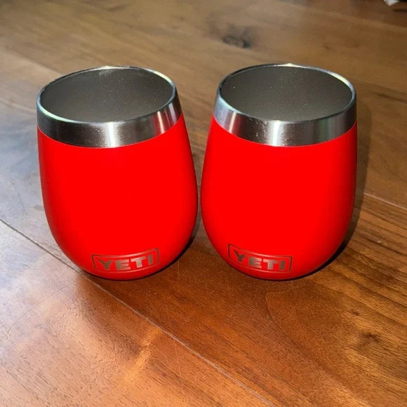 Yeti Rambler 10oz stainless steel travel wine tumbler / Rescue Red 2-pack - Picture 1 of 5